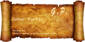 Geher Porfir névjegykártya